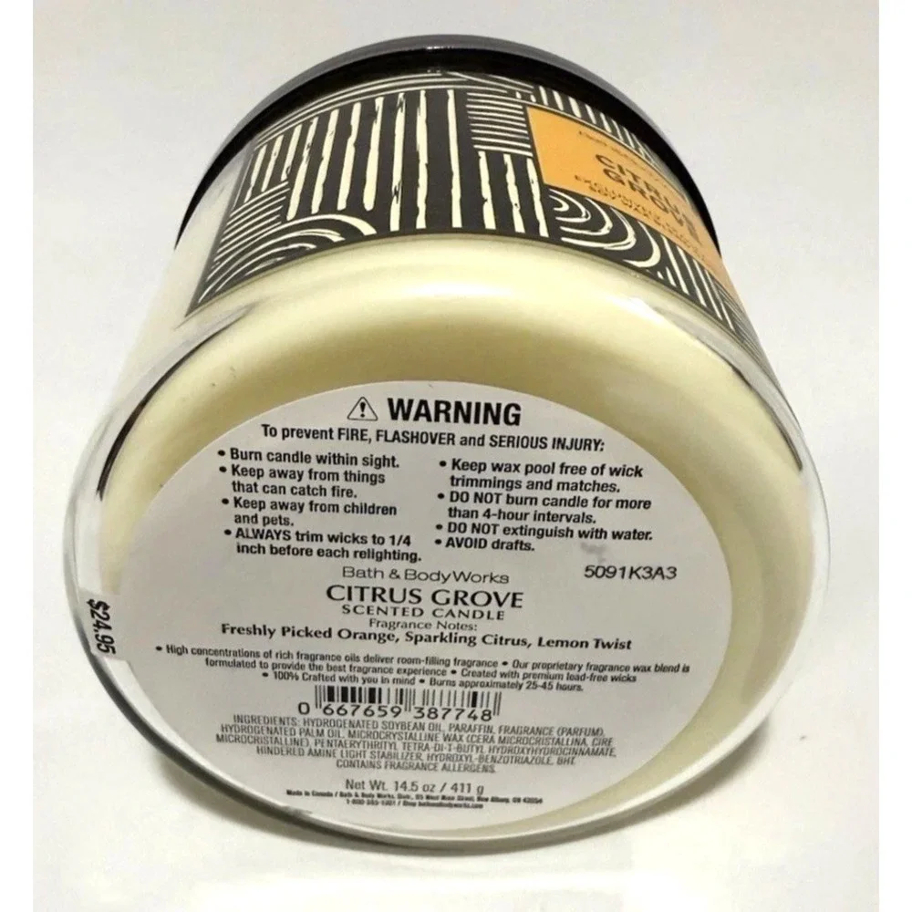 Bath & Body Works 3 Wick Scented Candle CITRUS GROVE